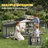 Large Rabbit Hutch 2-Tier Wooden Ramp 230 X 53 X 93.5cm Light Grey