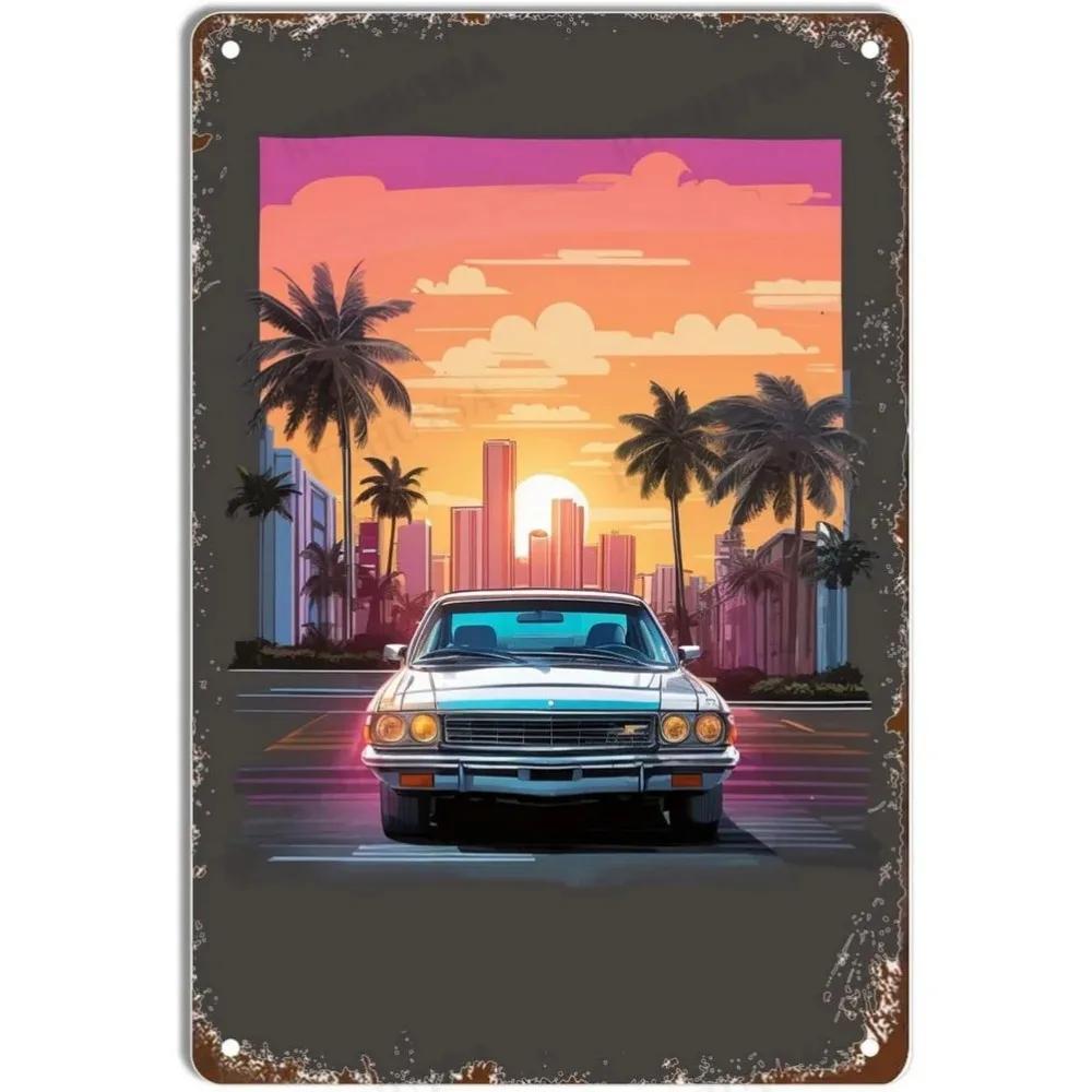 Vintage Classic Car Metal Tin Signs Mustang GT Posters Plate Wall Decor for Garage Bars Man Cave Cafe Clubs Retro Posters