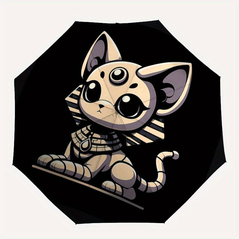 

1pc Pharaoh Cat Automatic Open/Close Umbrella with Windproof, Functional Design, 8-Rib Sturdy Canopy