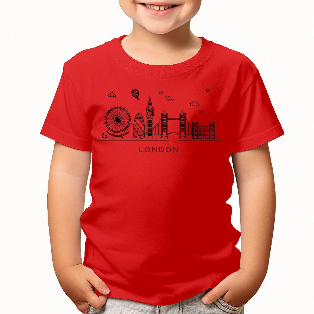 London Skyline England UK Tower Souvenir Gift Boys Girls Kids T-Shirts #TA-51 S