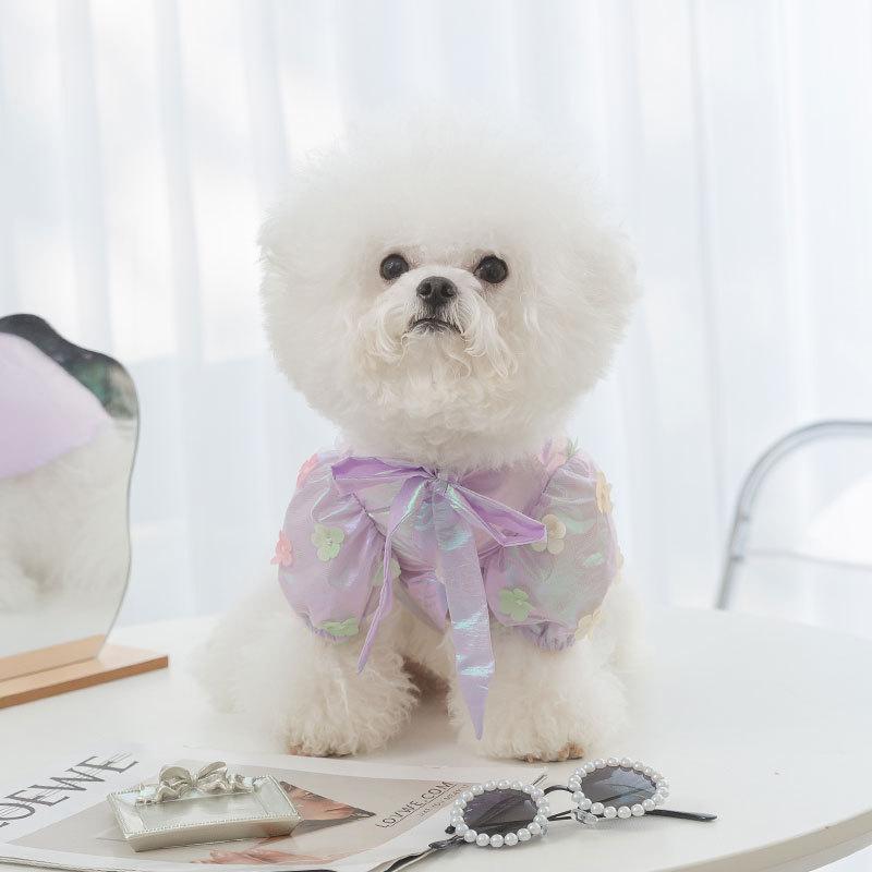 23 years of new laser technology dog dress spring and summer thin medium and small dog Pomeranian small dog clothes