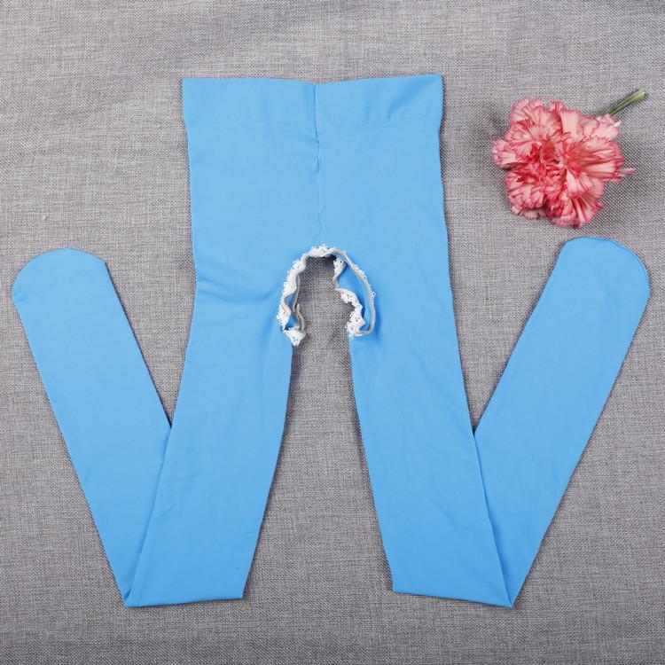 Sexy Fun Velvet Open-Crotch Stockings Leggings Large Size Open-File Free Pantyhose Temptation Black Meat