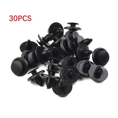 For Car Auto Fender Plastic Rivets Fasteners 30pcs 7mm Dia Hole Black Set