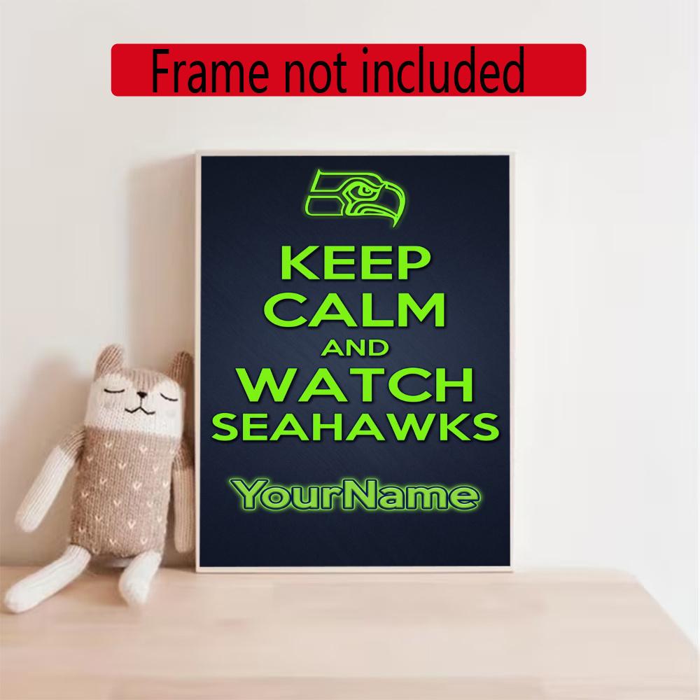 Seattle Seahawks Personalized Text Diamond Painting Round Diamond Mosaic Rhinestones Diamond Embroidery Craft Kit Wall Decor Without Frame