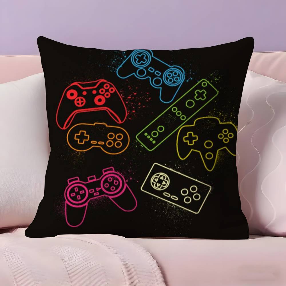 Colorful Graffiti Game Gamepad Pillow Case  Ultra Soft Skin Friendly Fabric Cloud Like Comfort & Concealed Zipper