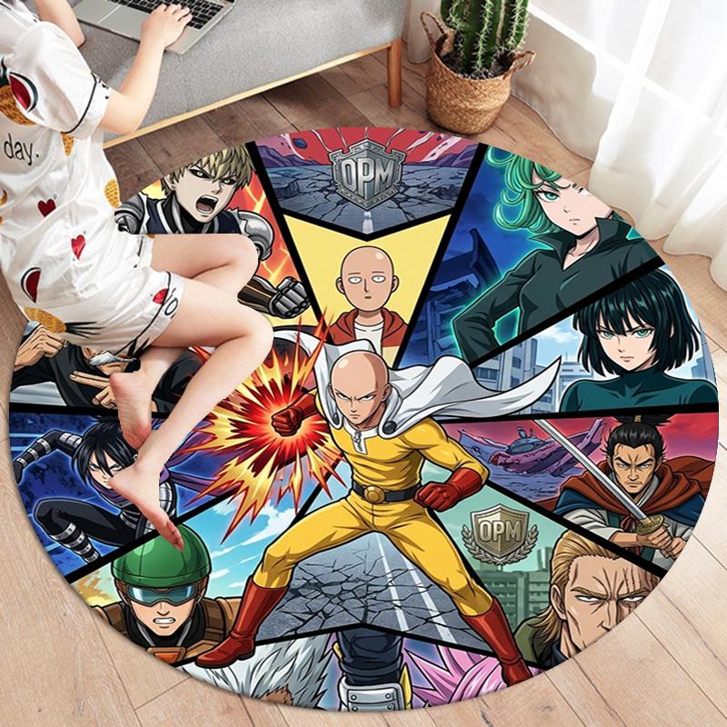 Onepunch Man Round Area Rug Carpet Rug For Living Room Bedroom Sofa Playroom Decor Nonslip Floor Mat