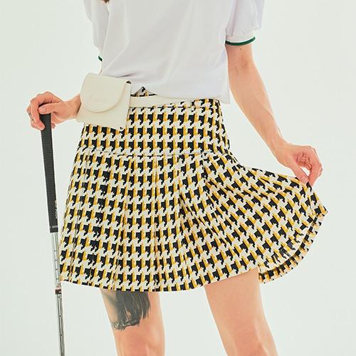 BENECIA12 Summer Yellow Puzzle Check Skirt