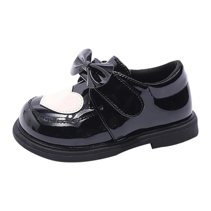Baby Girl's Princess Shoes Soft Leather Bowknot Cute Children Autumn Shoes Toddler Light Comfy Heart Kids Flat Shoes