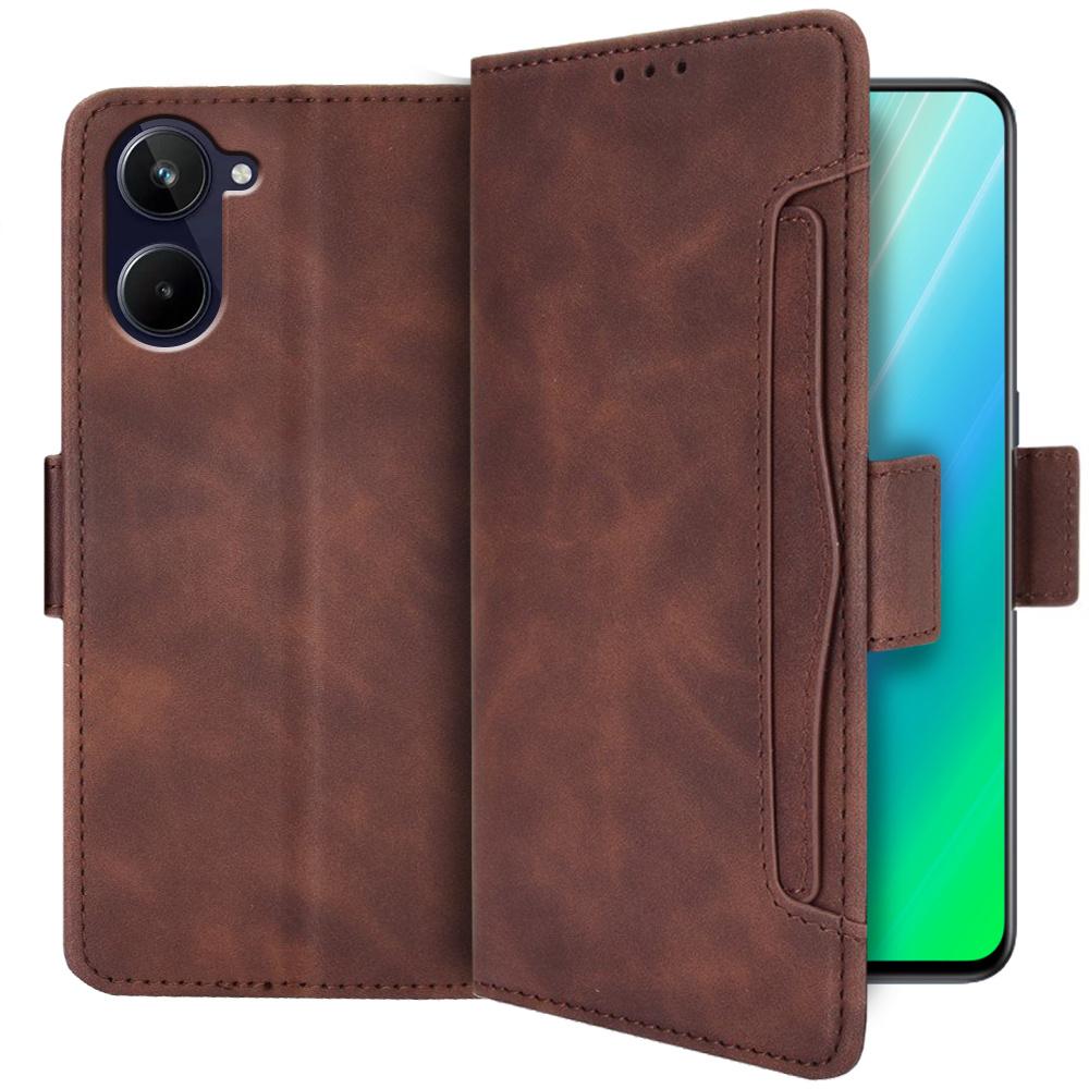 Realme 10 4G Flip Case, Card Slot, Brown