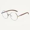00102 Retro Japanese Metal Big Round Glasses Frame Men And Women Myopia Plain Light Wood Grain Legs Literary Frame