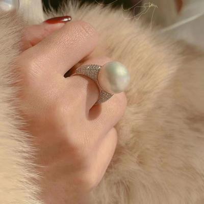 Neue Nische High-End Einfache Perle Ring Damen Öffnung, Trendy Licht Luxus Temperament Schmuck Geschenk