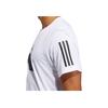 Adidas Striped Logo Print Casual Crew Neck T-Shirt Men Tops White GL8919