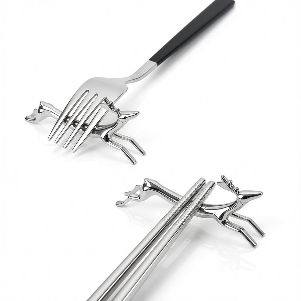 Adorable Metal Chopstick Rest - Dog & Deer Design Chopstick Holder, Japanese Tableware, Knife & Fork Pillow for Hotels