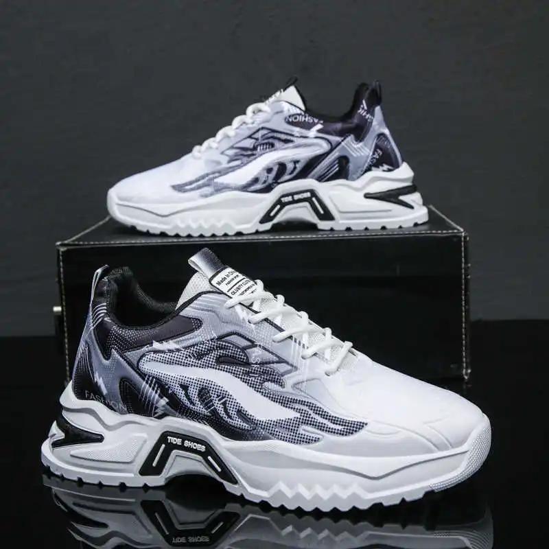 Fashion Two Tone High Tops Men's Sneakers Shoes Flats Golf Badminton Shoes Man Sports Everything Lofers Industrial Sewing