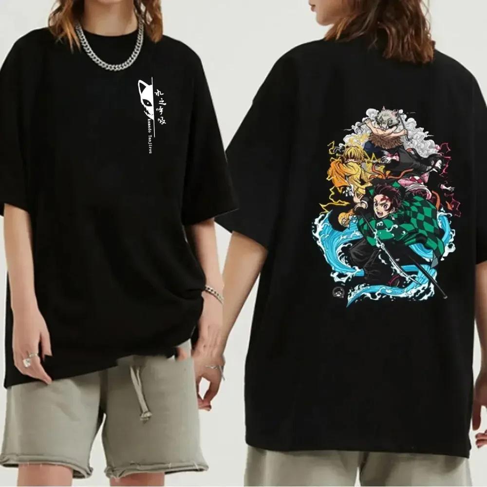 Japanese Anime Demon Slayer Graphic Print Men T-Shirt Fashion O-Neck Short Sleeve Plus Size Womens T Shirt Men Tees Tops 70912