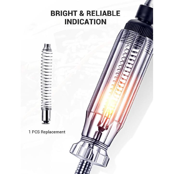 Heavy Duty Automotive Circuit Tester, Premium 6-24V Test Light With Extended Spring Test Leads & Sharp Piercing Probe, Circuit Voltage Tester With