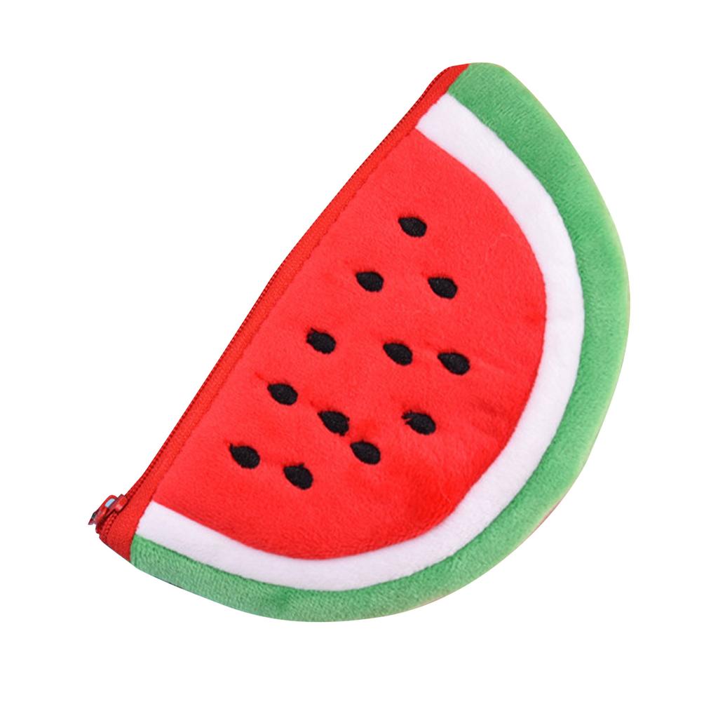 Watermelon Change Pouch Cute Fun Design Soft Plush Mini Purse for Lipsticks Earbuds Charging Cable
