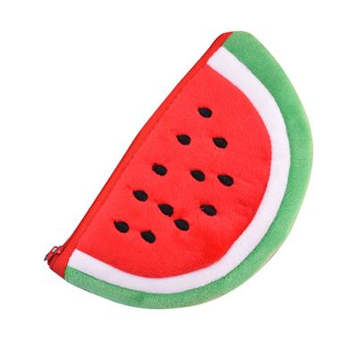 Bolsa de Mudança de Melancia Design Bonito e Divertido Mini Carteira Macia de Pelúcia para Batons Fones de Ouvido Cabo de Carregamento