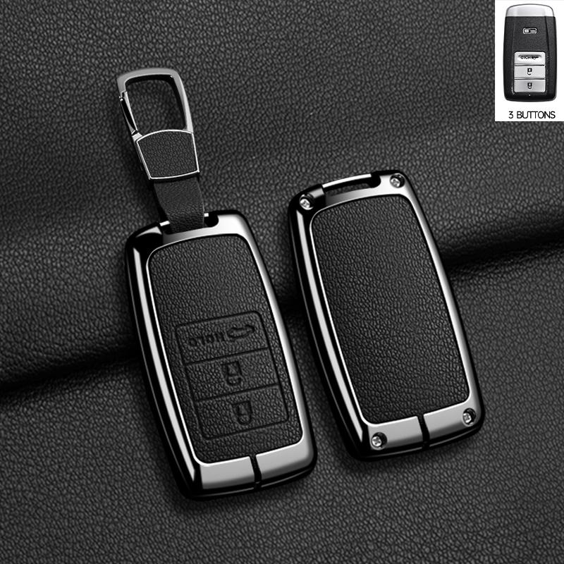 Leather+Metal Car Key Case Cover for Honda Acura RLX MDX CDX TLX-L NSX RDX Shell Fob Holder Auto Shell Fob Protector Accessories