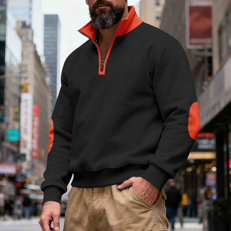 2025 New Autumn and Winter Men's Loose Stand Collar Zipper Sweatshirt