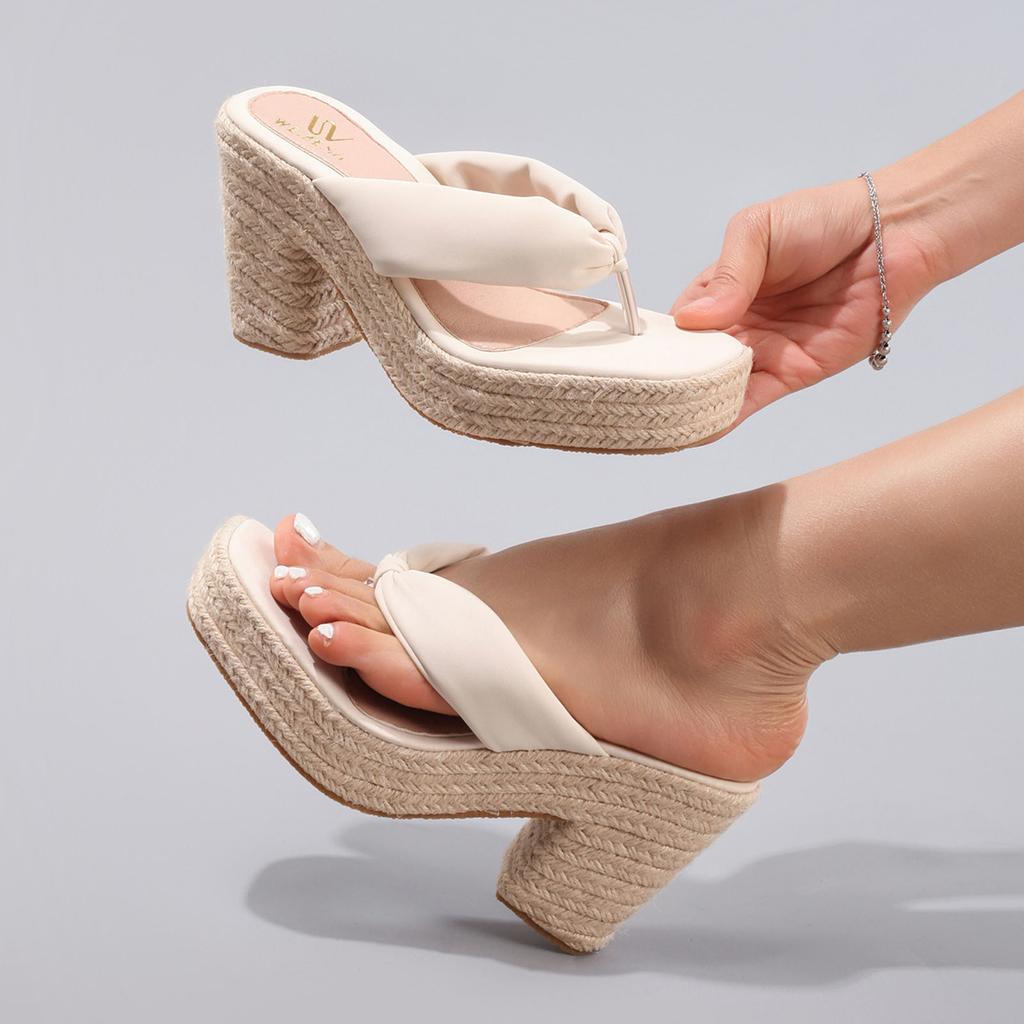 Clip Toe Wedges Platform Women Slippers Summer Sexy Super High Heels Mules Sandals Flip Flops Wear-Resistant Anti-Slip Shoes