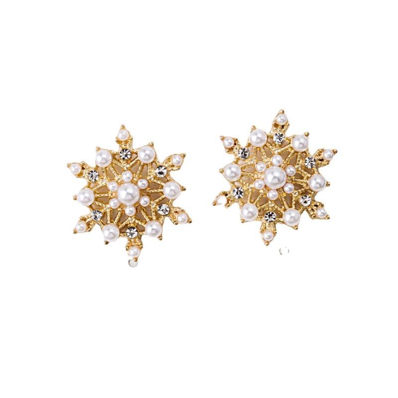 Dream Flash Diamond Snowflake Pearl Stud Earrings Women, Elegant and Charming Earrings, New Trendy Earrings