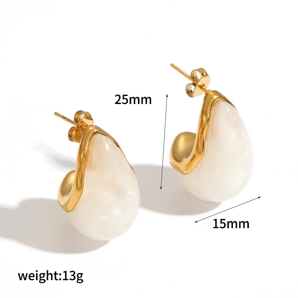 Geometric Resin Earrings For Women With Stainless Steel Design Trendy Jewelry