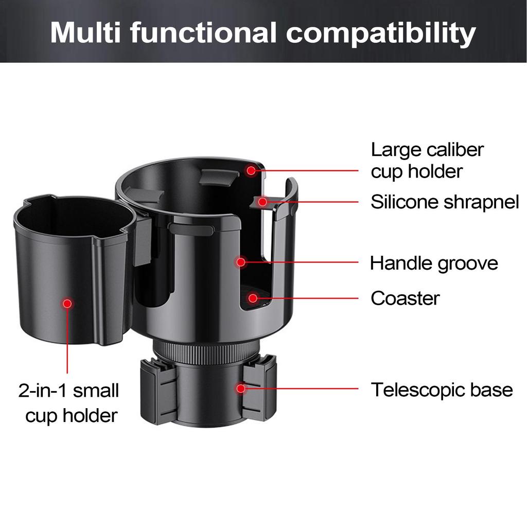 Car Cup Holder Expander Adjustable Car Holder Expander for Large Cups Secure Fit Adapter Multi-Functional for Smartphone Tumbler