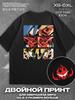 Black T‑shirt Gurren Lagann Double‑sided Print Mens Tshirt Womens Tshirts with Letters Print Short Sleeves T-Shirt Casual Street Tee Shirt Top