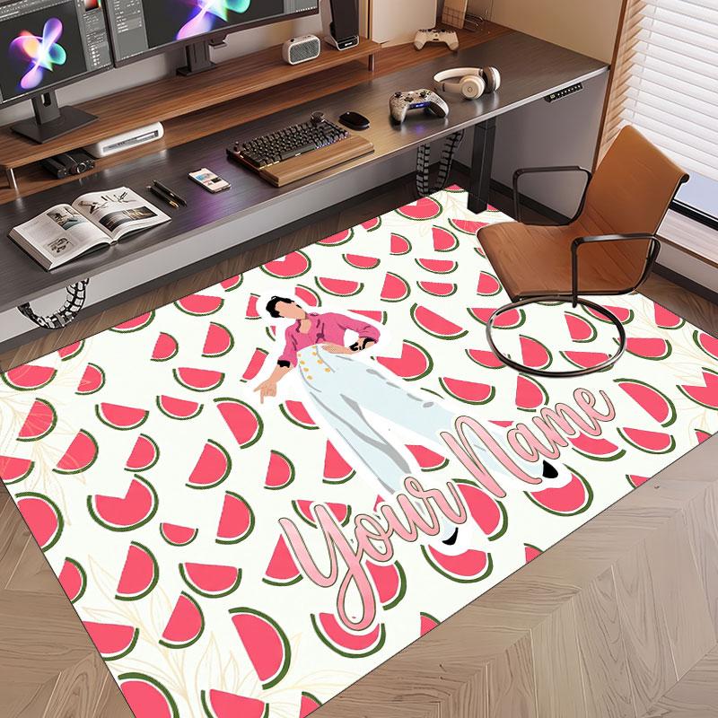 Custom Name Crystal Velvet Rug,Harry Styles Comfortable Anti Slip Floor Mat For Room Decoration