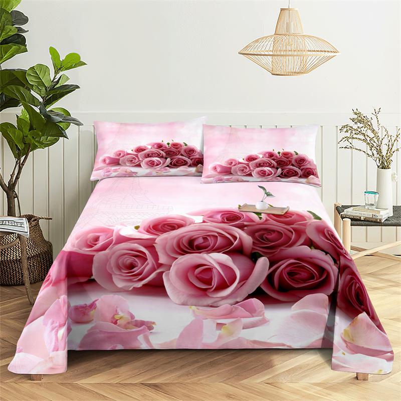 Red Rose Duvet Cover Set 3D Print Romantic Theme Valentine's Day Gift Polyester Comforter Cover with Pillowcase King Queen Size