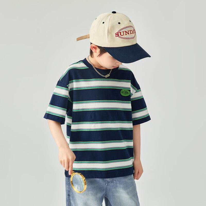 Duoduo Boys' Striped Cotton Blend T-Shirt