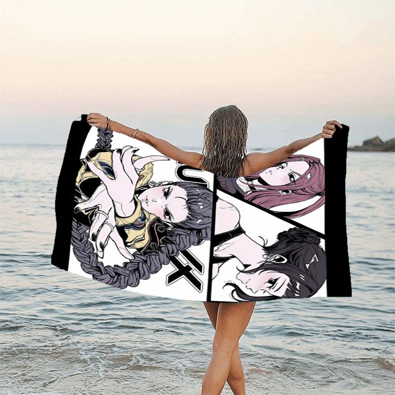 1pc KPop Demon Hunters10 Beach Towel, Beach and Seaside Swimming Pool Equipment, Fashion Pattern, Rectangular, Travel Essentials