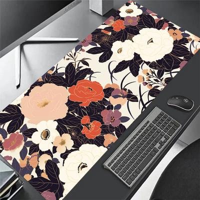 1pc Elegant Flowers Anime Gaming Mouse Pad Big Large Desk Mat Non-Slip Rubber Base Long Keyboard Mousepad for PC Computer Laptop Unisex