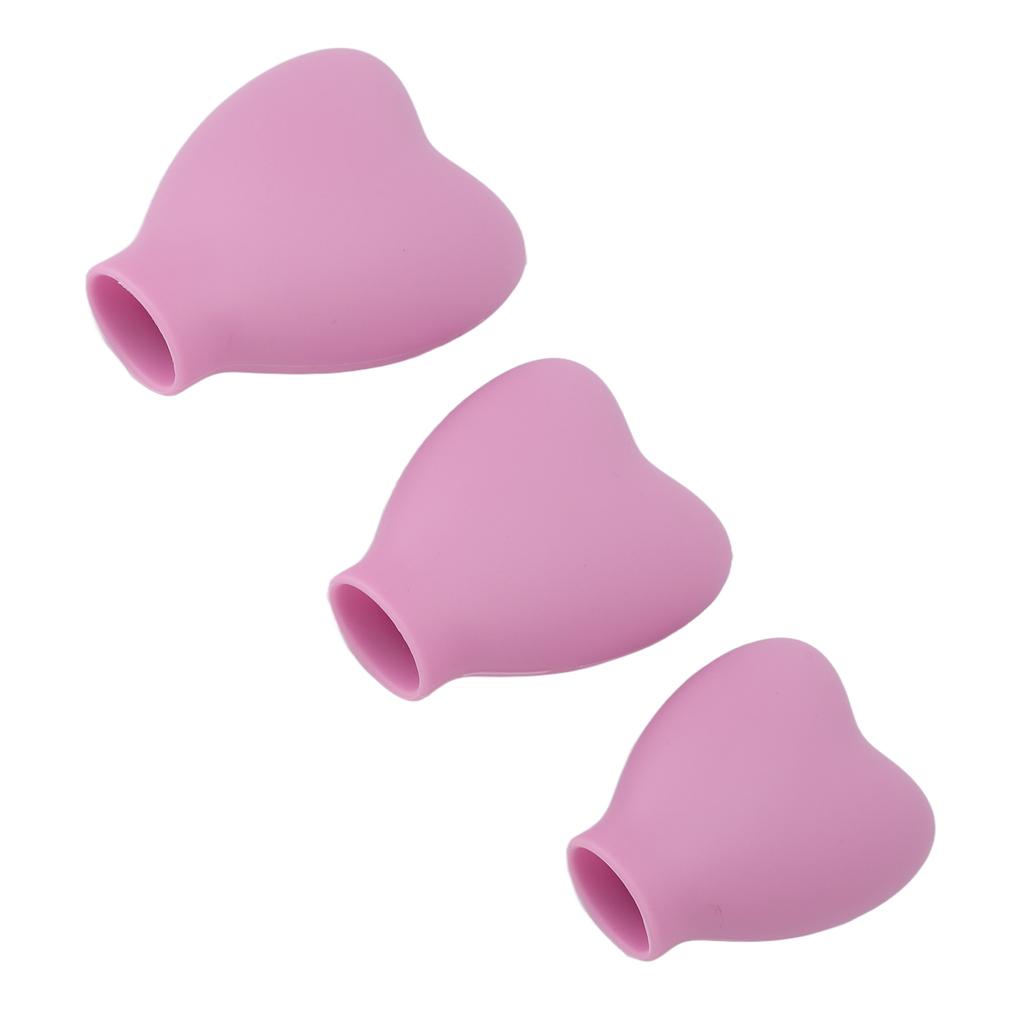 3pcs Makeup Brush Cover Portable Silicone Heart Shaped Cosmetic Brush Guard Cap for Women Girls