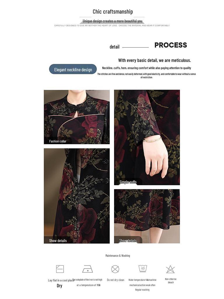 Cheongsam-Kleid für Damen mittleren Alters, Herbst 2025: Eleganter langer Stil