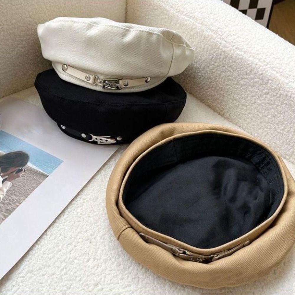 Harajuku Pleated Beret Hat Sun Protection Pleated Octagonal Cap Cloud Painter Hat  Sun Protection