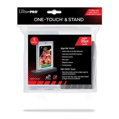 Set of 5 Magnetic Up UV One-Touch Boxes 35Pt and 5 Ultra Pro Bases