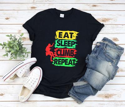 Rock Climbing and Kids Tshirt, Eat Sleep Climb Repeat, Funny Rock Climber and Kids Tshirt, Mountain Lover Gift, Rock Climbing Pun