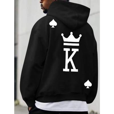 New High Quality Men'S Streetwear, King Of Spades Graphic Print Fashionable Cotton Soft Outdoor Sports Hoodie
