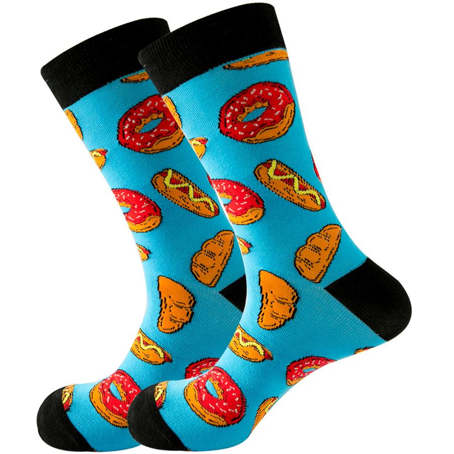 1 Pair Cartoon Men's Socks Comfortable Warmth Socks Duck Coconut Tree Donut Trendy Socks Cake Gift Socks Stripes Christmas Gift