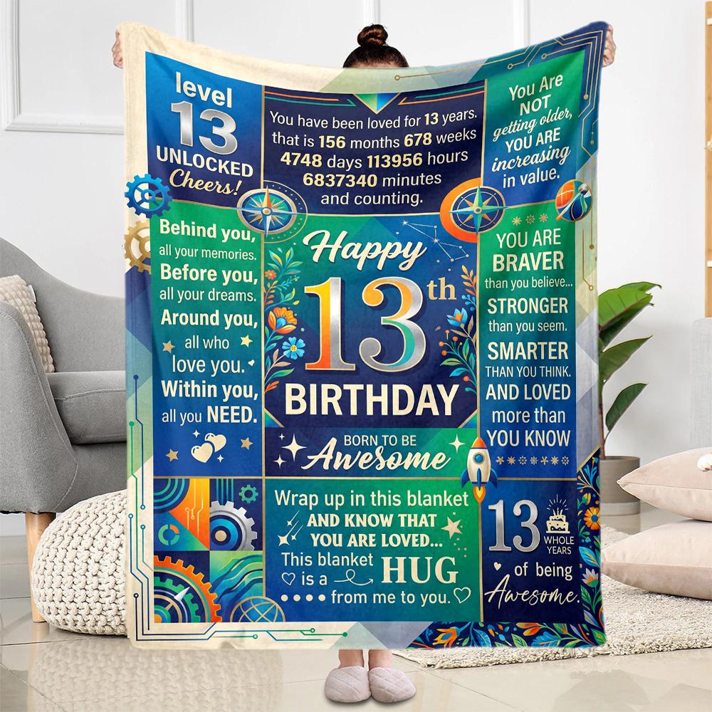 13. Geburtstag Feier Decke Bequem Perfekt für Büro Bett Bürostuhl Vier Jahreszeiten Universell Modern Geburtstag Weihnachten Geschenk Decke