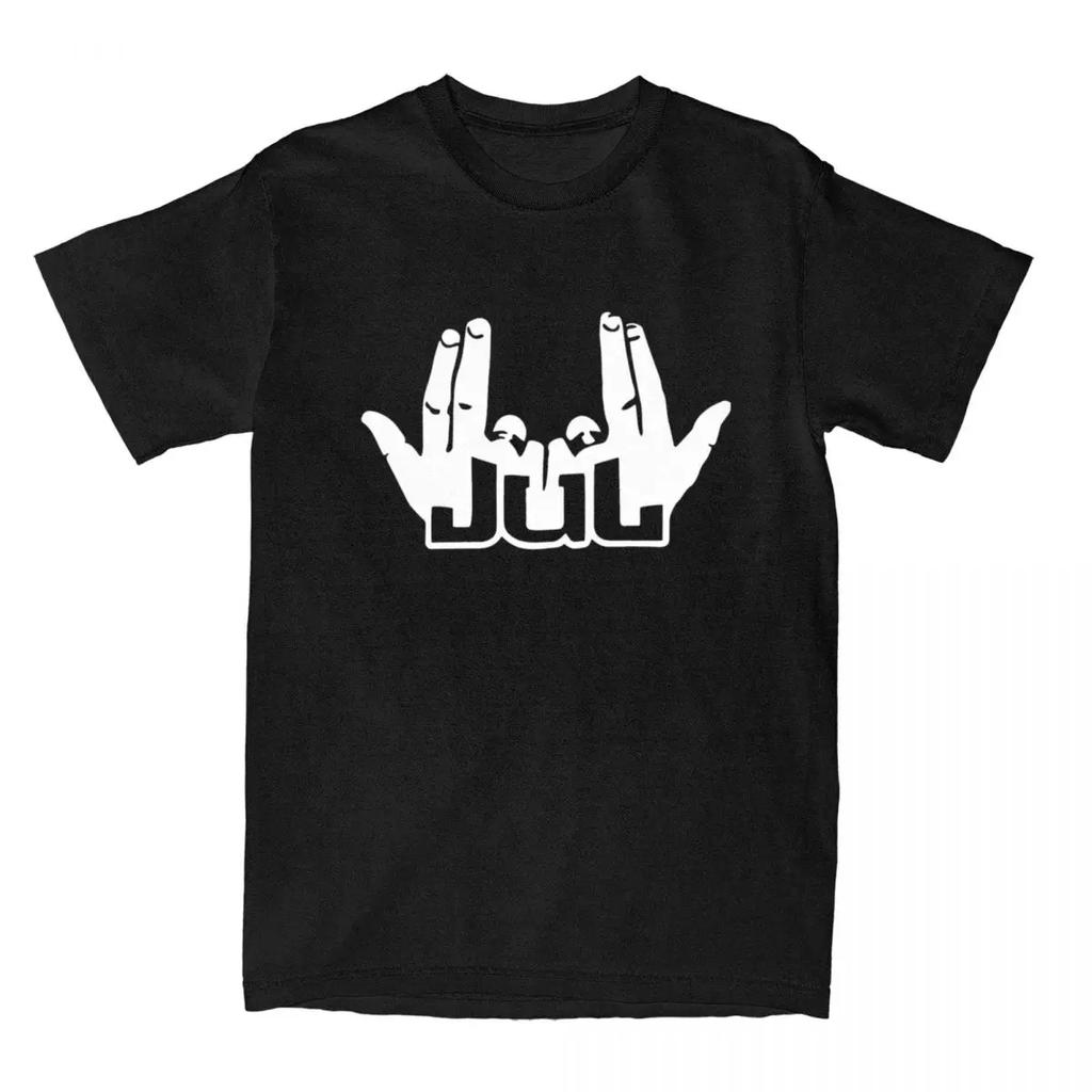 France Rapper Jul Sign T-Shirt Men Street Style Pure Cotton T shirts Summer O-Neck Harajuku Tees Oversized Casual Clothing  Tops