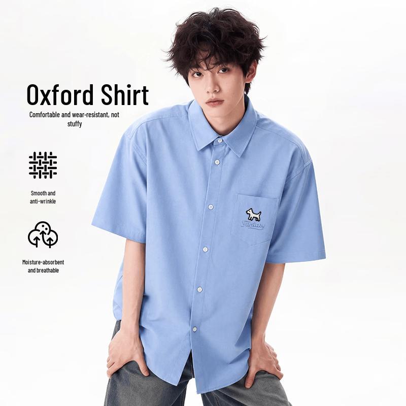 Xuezhongfei Men s 2026 Oxford Cloth Short-Sleeve Business Casual Non-Iron Shirt 2XL