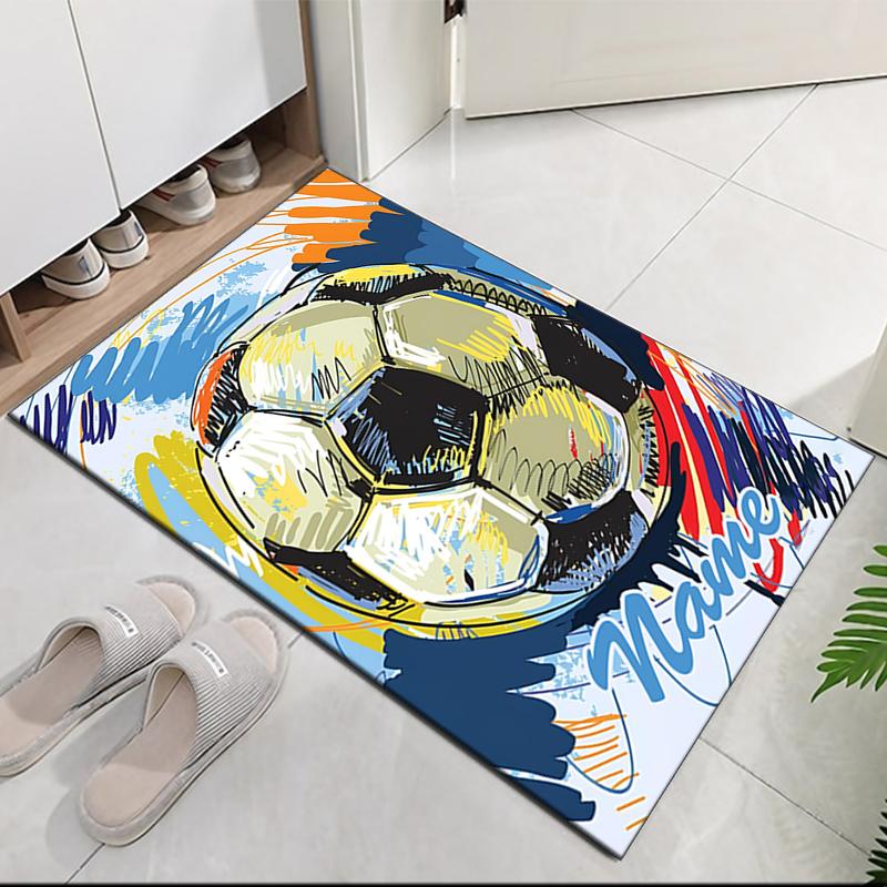 Benutzerdefinierter Fußball-Teppich mit Namen, für Bürostuhl, Wohnzimmer, Schlafzimmer, Küche, Dekor, Geschenke.