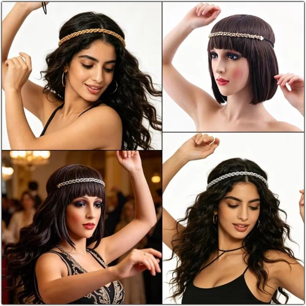 Shiny Bride Head Chains Adjustable Elastic Band Hair Ornaments Headpiece Accessories for Women