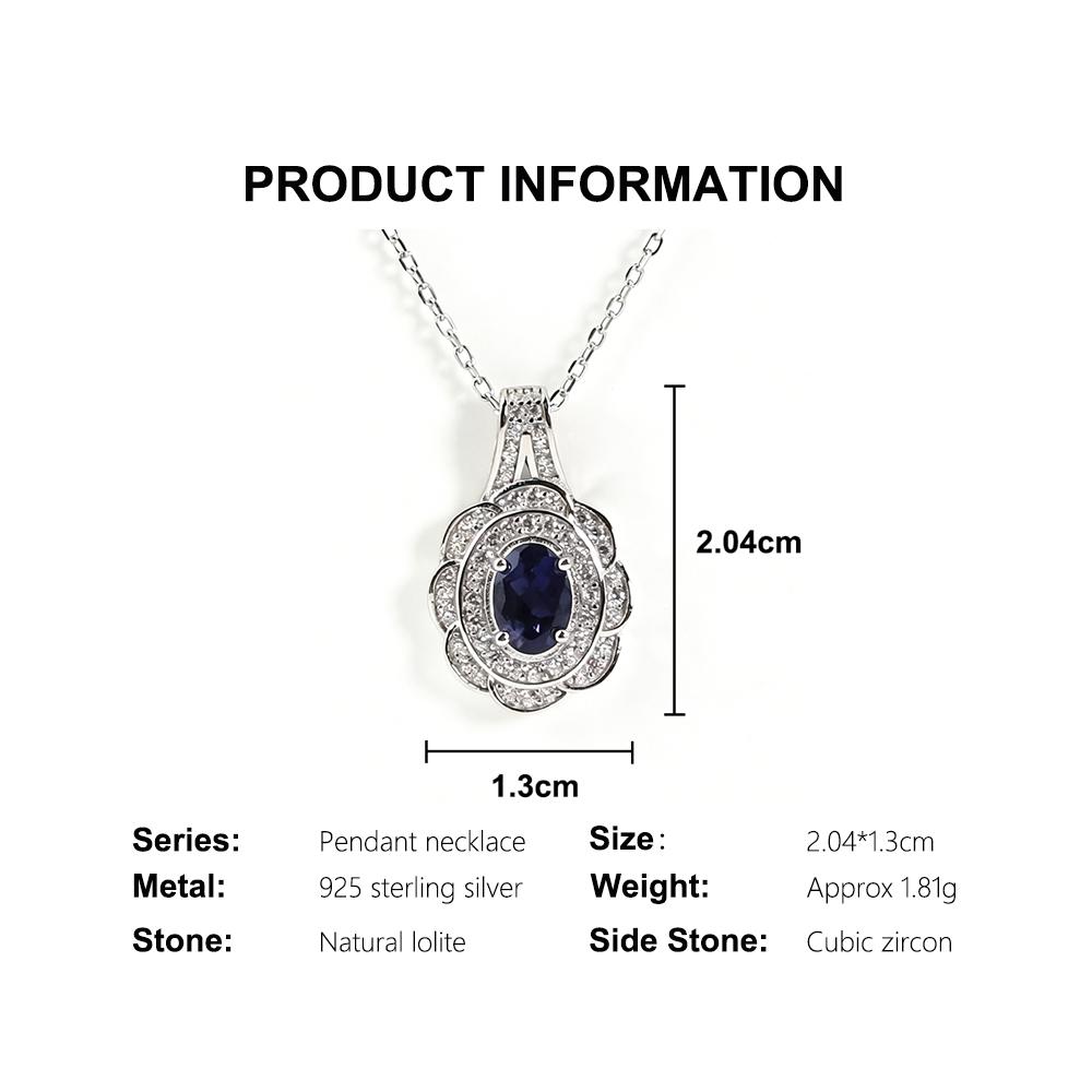 Raro Prezioso Naturale lolite Argento Sterling 925 collana ciondolo pietre preziose gioielli raffinati per Anniversario proposta regalo da donna