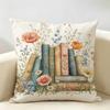 Colorful Flower Bookshelf Cushion Cover Durable Hypoallergenic Organic Linen Short Pillow Cover Washable