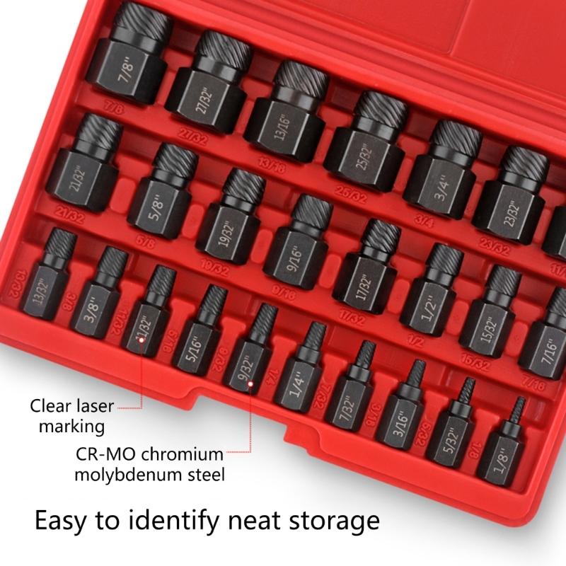 Screw Extractor Drill Set Hex Head Multi-Spline Bolt Set Slip Teeth Damaged Broken Bolt Remover Repair Demolish Tools