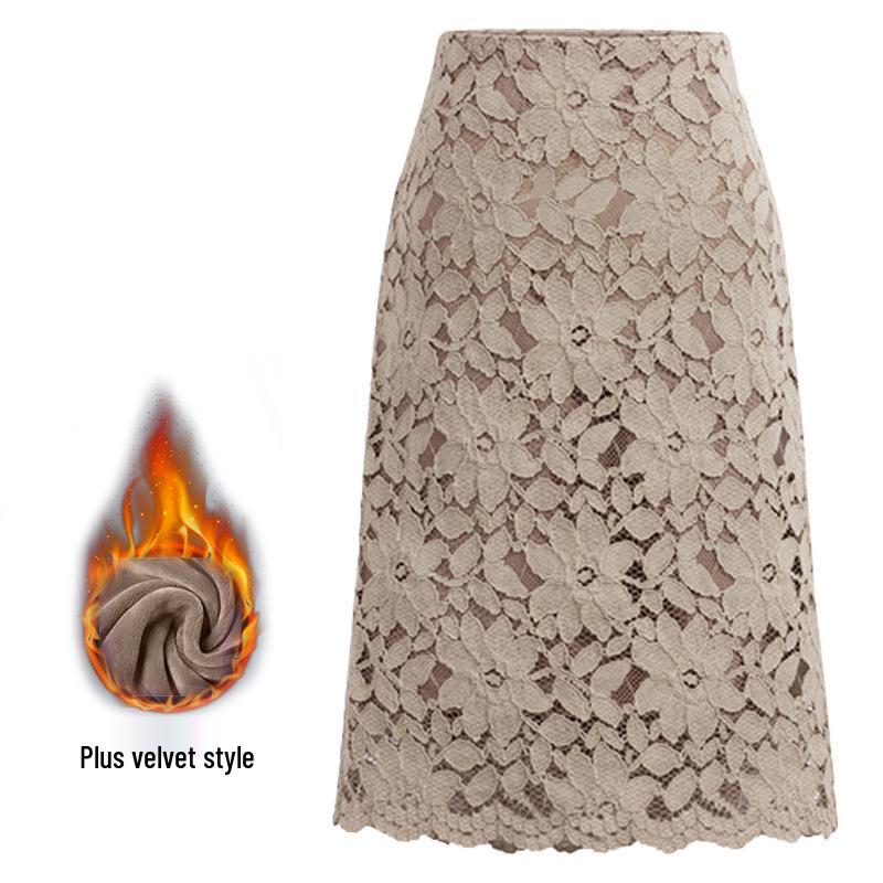 Women's Summer Slimming Lace Midi Skirt - French Fairy A-Line Bodycon
